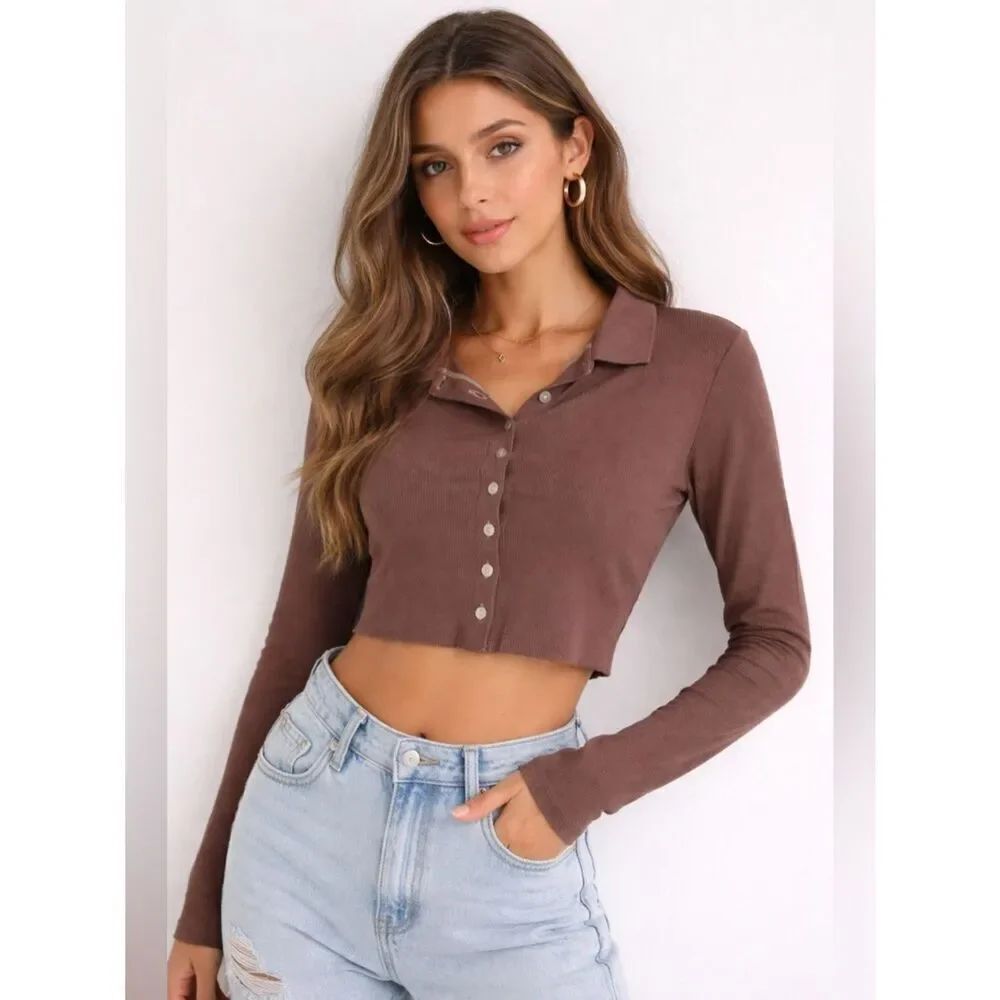 Urban Outfitters Chocolate Ribbed Crop Top